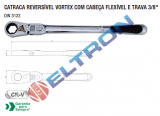 CATRACA REVERSÍVEl VORTEX COM CABEÇA FlEXÍVEl E TRAVA 3/8